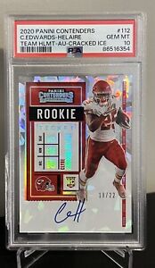 2020 Contenders Cracked Ice Auto #/22 Clyde Edwards-Helaire RC PSA 10 Rookie 112