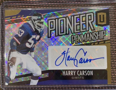 2019 Unparalleled Harry Carson Refractor Auto /99 HOF AUTO pioneer penmanship - Image 1 of 2