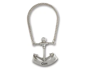 Liquor Label Bottle Decanter Tag Gin Anchor Nautical Sea Pewter Vagabond House - Picture 1 of 2