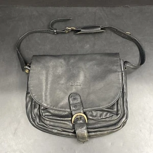 Bolso mensajero vintage Bree Alemania negro silla de montar de cuero bolso oficina - Imagen 1 de 12