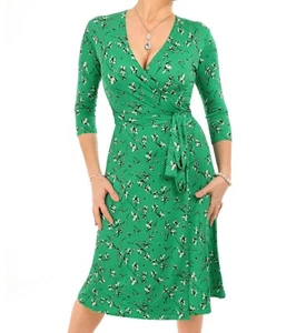 Nuevo Vestido Envolvente Esmeralda con Estampado Verde - Hasta la Rodilla - Imagen 1 de 3