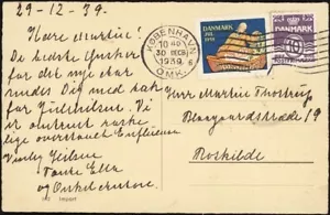 DINAMARCA, 1939. Tarjeta postal sello de Navidad 36, Copenhague - Roskilde - Imagen 1 de 1
