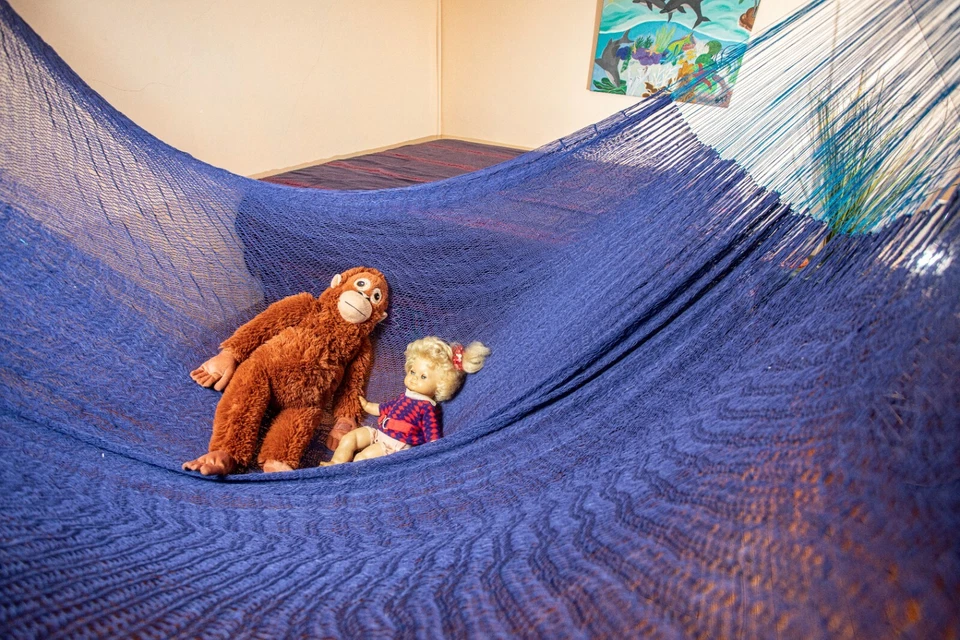 Mexi 4 dunkelblau – große mexikanische Netzhängematte, handgeknüpft, fair trade - Bild 1 von 4