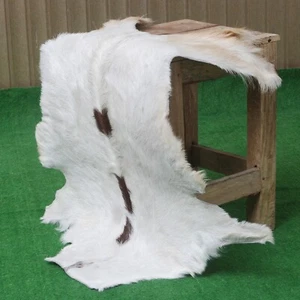 Handmade Gray & White Goat Hide Rug – Premium Natural Decor, Unique Patterns - Picture 1 of 9