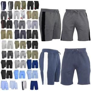 Side Zipper Contrast Panel Fleece Jogging Sports Running Gym Mens Bottom Shorts - Picture 1 of 73
