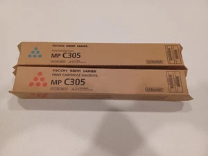 Genuine Ricoh MP C305 Cyan and Magenta Set of Two 842121 842122 - Picture 1 of 3