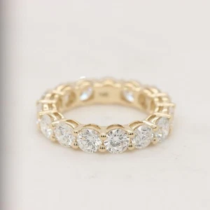 3 Ct Round Cut Simulated Diamond Wedding Eternity Band In 14K Yellow Gold Plated - Picture 1 of 7