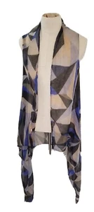 Spirit & Soul Blue Grey Black Geometric Print Universal Scarf Shawl Free Size - Picture 1 of 12