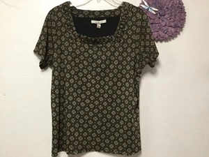 Croft Barrow Womens Blouse Size 1X Black Beige Sheer Lined Floral Checks 183 - Picture 1 of 6