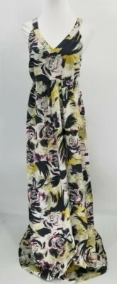 Maxi Vestido Martin + Osa Talla 12 Abstracto Estampado Floral Azul Marino Verde Rosa Blanco Foto 1 de 4