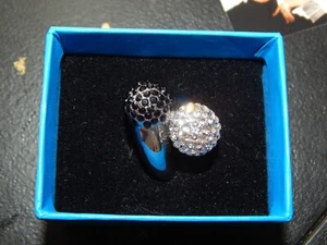 Joan Boyce schwarz & weiß Strass Kugeln Ring: silberfarben - Bild 1 von 10