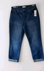 Crown & Ivy Size 6 Women's Blue Jeans Denim Rolled Cuff Skinny Cropped Tremont - Picture 1 of 10