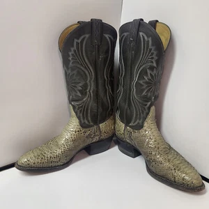 Vintage Tony Lama Western Python Snakeskin Style 8702 Size 9D Cowboy Boots - Picture 1 of 8