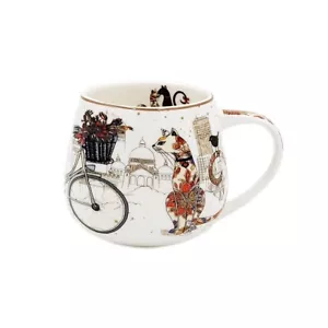 Nuevo Pareja de Gatos en En relieve con Bicicleta 400cc Taza de Té de Hueso Fino China - Imagen 1 de 1