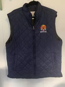 Diamond Quilted Vest Mens Xl Zips Blue / Colorful Lion Cat San Diego Zoo - Picture 1 of 11