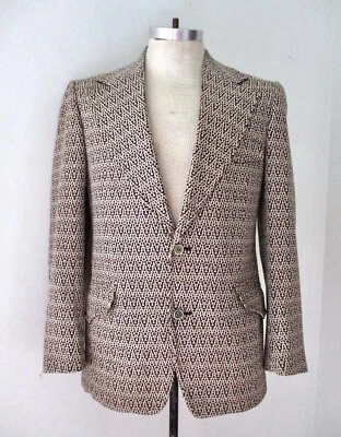 Blazer De Colección Años 70 SUPERFLY Rojo Blanco Azul Geométrico Seda Poli Disco Proxeneta Italia 40 Foto 1 de 4