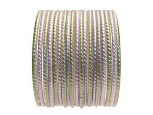 Glass Bangles Indian Classic Sari Bracelet Set Sage Green Lavender Set 2.10 ML - Picture 1 of 2