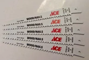 Ace 2099356 6" x 6 TPI Bi-Metal Wood/Nails Cutting Recip Saw Blade 5pcs Swiss - Picture 1 of 1