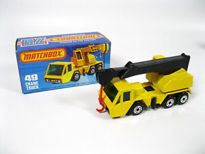 Matchbox Superfast No. 49 Yellow Crane Truck In Original Box -MINT