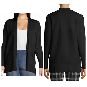 Time and Tru Women's Open Front Layering Black Cardigan Sweater Size Small - Picture 1 of 5