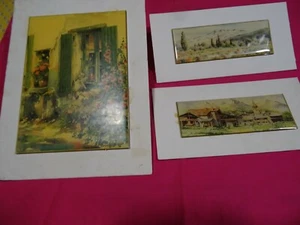 lot= miniatures émaillées  3piéces  la campagne,l,le chat sur fenétre  fleurie  - Picture 1 of 7