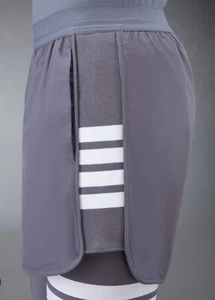 THOM BROWNE FLYWEIGHT TECH 4-BAR RUNNING SHORTS | Gray | Sz 3/L | NWT - Picture 1 of 8