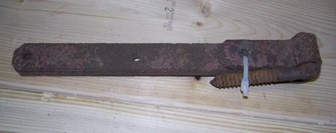 Vintage Metal Gate Hinges, 12.5" Long, 1 3/8" Wide, 1 Post Screw Cover