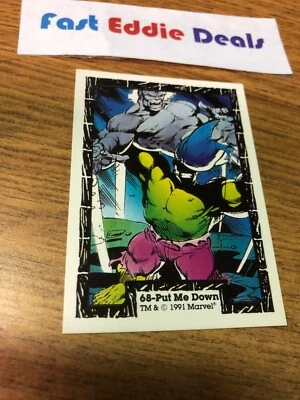 COMIC IMAGES 1991 THE INCREDIBLE HULK TRADING CARD 68 GREEN HULK VS GREY HULK - Image 1 of 2
