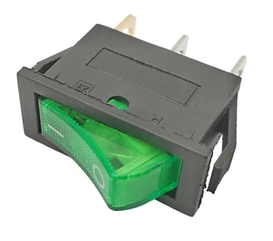 Schalter KCD3 AN1 AUS,grün, beleuchtet 3 pin / 3 polig, 250 V, 16 A / 125V, 20A - Bild 1 von 3