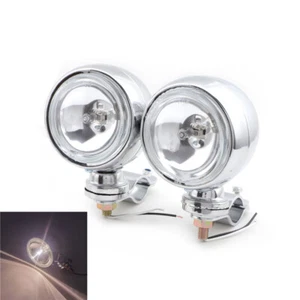 Motorcycle Metal Round Passing Spot Fog Light With Guard Bar Mount Bracket Clamp - Picture 1 of 9