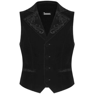 Men's Black Velvet Vest Waistcoat Gothic Steampunk Victorian/Wedding /Prom Vest - Image 1 of 4