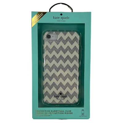Kate Spade Glitter Silver/Chevron Cream Case For iPhone SE 2022 2020 iPhone 7 8 - Image 1 of 4