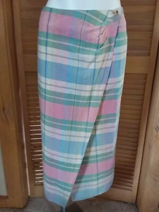 VTG SKIRT Midi JONES&CO Size 8 100% Cotton Pastel Madris 32" Length WRAP-AROUND - Picture 1 of 6