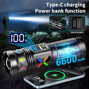 Linterna LED láser blanca súper potente USB recargable luz de trabajo con zoom - Imagen 1 de 12