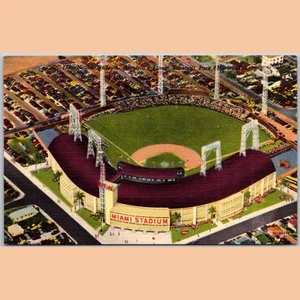 Postcard Miami Stadium Baseball Park Florida Aerial View - Picture 1 of 4