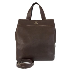 CHANEL Turn Lock COCO Mark Tote Bag Shoulder Bag 2way Brown Matt caviar skin - Picture 1 of 10