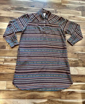 Женское платье-рубашка Ariat темно-бордовое коричневое синее в полоску пуловер на пуговицах ацтекское размер XL - Изображение 1 из 4