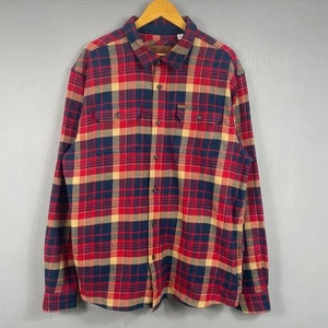 Camisa informal Orvis de franela para hombre XL roja azul pesada con botones  - Imagen 1 de 13