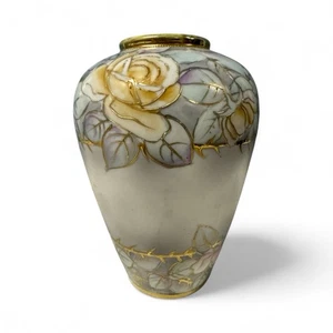 Nippon Floral 6.5” Vase Hand Painted Applied Gold Gild - Picture 1 of 7