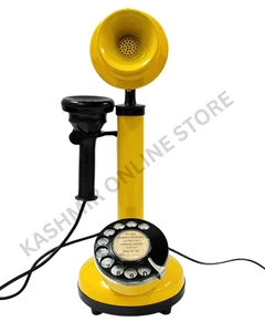 Antique Yellow Telephone–Vintage Style Working Rotary Candlestick Landline Phone - Picture 1 of 15