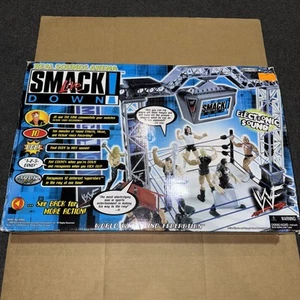 WWF Jakks Pacific Smack down Real Sounds Arena Wrestling Figure Set Ring 2000 - Picture 1 of 9