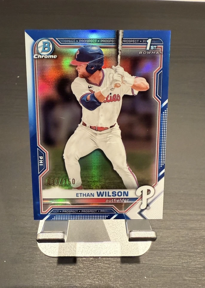 Ethan Wilson - 2021 Bowman Draft Blue Chrome Refractor /150 BDC-140 Phillies - Image 1 of 1