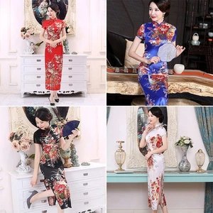 Slim Fit Floral Print Cheongsam Dress Women's Traditional Chinese Dress - Picture 1 of 28