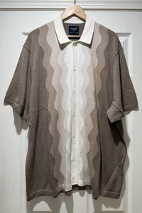 Camisa polo abotonada con estampado geométrico de Abercrombie & Fitch para hombre talla XXL $88 Beige - Imagen 1 de 5