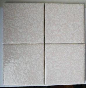 Lot- 4-Vintage NTK 4-5/16" Pink & White Flek Ceramic Wall Tiles Made in Japan - Picture 1 of 4