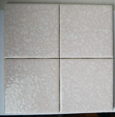 Lot- 4-Vintage NTK 4-5/16" Pink & White Flek Ceramic Wall Tiles Made in Japan - Image 1 of 4