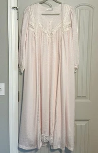 Carole Hochman Nightgown & Robe Set Pink Lace 38" Bust - Picture 1 of 13