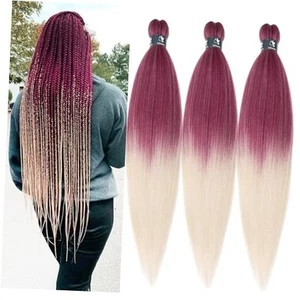 Ombre Braiding Hair Pre Stretched 26" (Pack of 3) 3 Packs-1B#/Light Fuchsia/613 - Picture 1 of 7