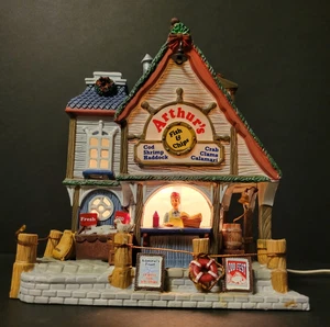 Lemax Christmas Holiday Village Arthur's Fish and Chips 25423 soporte de mariscos - Imagen 1 de 20