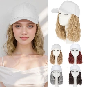 Gorra de béisbol 6 pulgadas 8 pulgadas sombrero pelo ombre sombrero corto con extensiones de cabello ondulado niña EE. UU. - Imagen 1 de 48